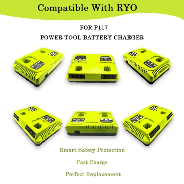 Multi-Port Charger 12V/18V, Lithium Battery Replacement Charging Station Compatible With Ryobi Cordless Tool Series
