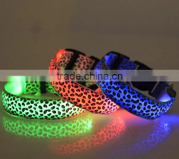Leopard-print Flat Fibre LED Collar Light Pet Dog Collar Supports Customized Size photo-2