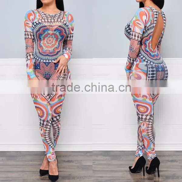 Summer 2016 Women Full Figured Printing Designs Jumpsuits and Rompers