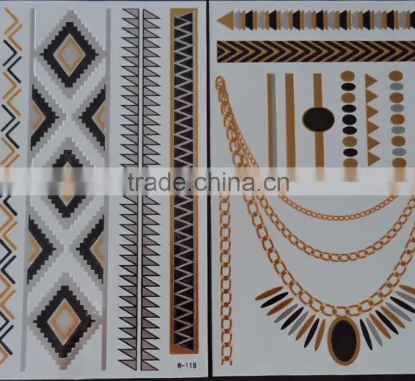 New OEM Custom Arabic Tattoo Flash /metallic Temporary Tattoo photo-3