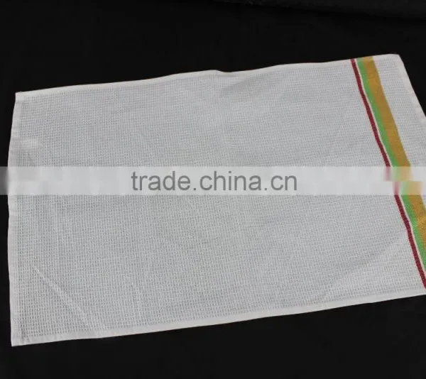 China Factory Wholesale White Kitchen Tea Towels With Stripe Border photo-4