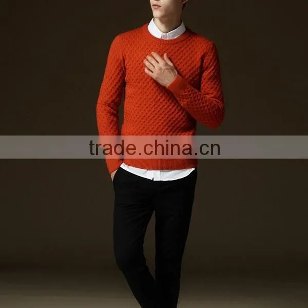 2015 the New Men's Sweater Cultivate One's Morality Pure Color for Grid Sweater photo-6