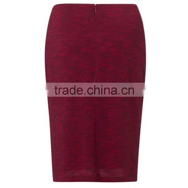 New Classic Fashion Women Midi Textured Red Pencil Skirt photo-2