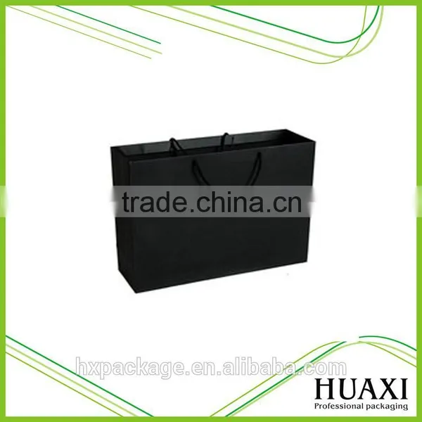 Popular Brand Custom Made Black Shopping Paper Bag With Handles