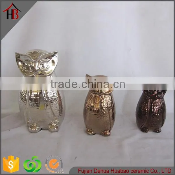 Electroplate Ceramic Owl Figurine Sculpture photo-2