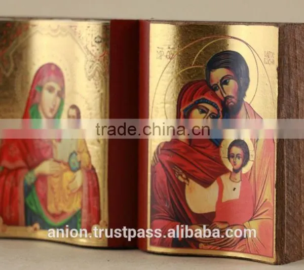 Greek & Russian Orthodox Wooden Icon. Bible Shape. Big Size photo-2