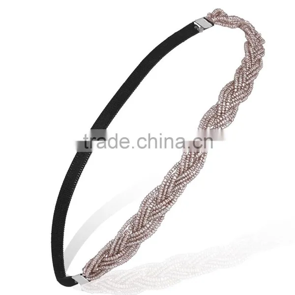 Top Selling Lady Beads Headband Hairband Elastic Hair Head Band Wholesale photo-5