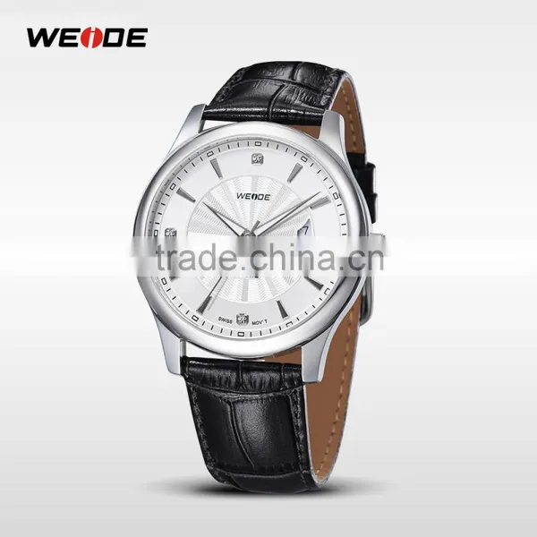 WEIDE Genuine Leather Waterproof Swis s Quartz Mens Luxury Watch photo-2