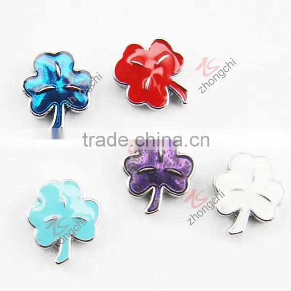 Lucky Clover Flat Metal Square Hole Spacer Charm Beads (JP08) photo-2