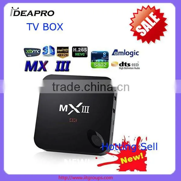 MX III- Android 4.4 TV Box Quad Core Mali450 GPU 1G/8GB Media Player Player support 4K XBMC DLNA Miracast Airplay Wifi