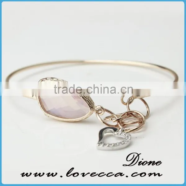 New Summer Fashion Rhinestone Glass Beads Charm Bracelet Copper Brass Bangle photo-3