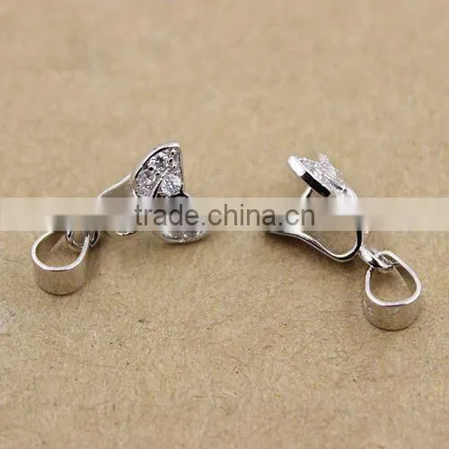 925 Sterling Silver Crystal Pendant Jewerly Clip Finding
