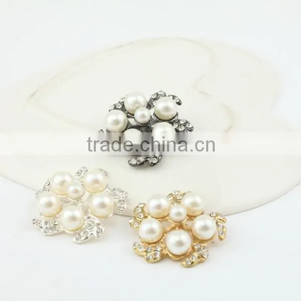 Flower Shape Decorative Vintage 888Crystal Rhinestone Button With Plastic Pearl for Wedding Bouquet photo-4