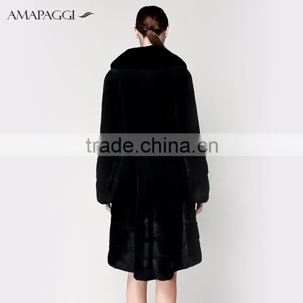 Black Plus Size Mink Coat With Skirt Hip photo-3