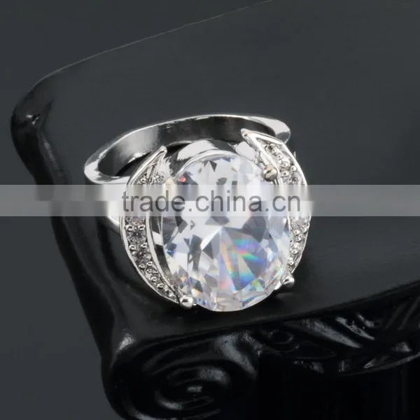 Sparkling Big White Cubic Zircon Ring 18k Gold Plated Jewelry for Wedding Party Size#6,7,8 photo-4