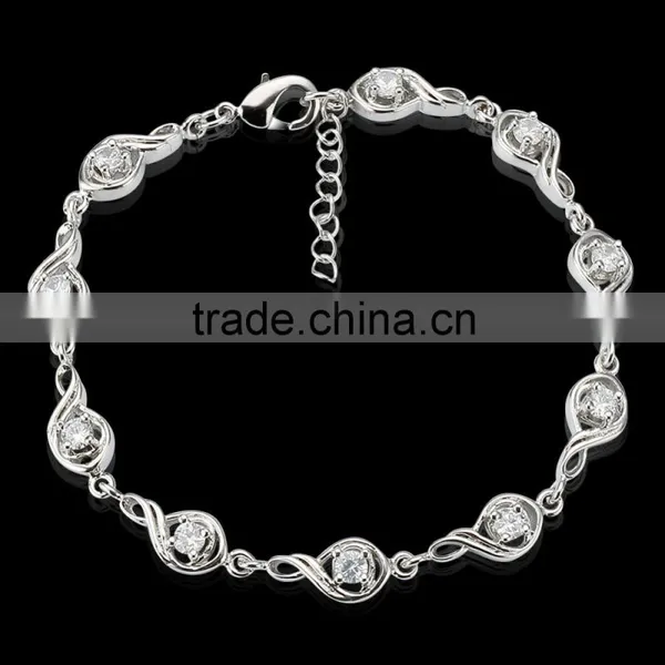 Classical 18k White Gold Plated Bracelet Musical Note Jewelry Inlaid Precious Gemstone for Party photo-5