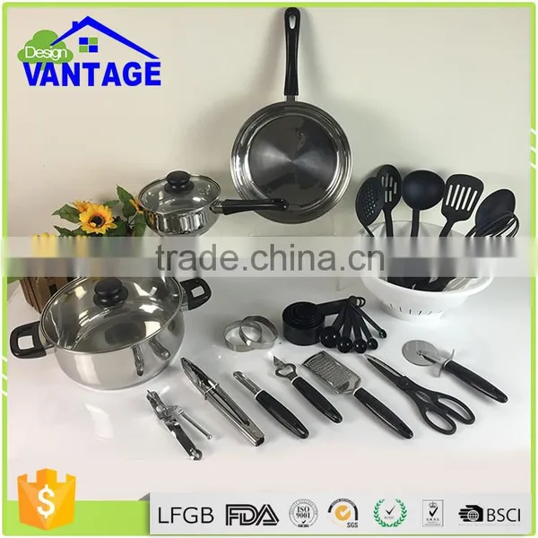 Kitchen Accessories Stainless Steel Saucepan Non-stick Cooking Pot Cookware Set With Nylon Kitchen Utensils photo-2