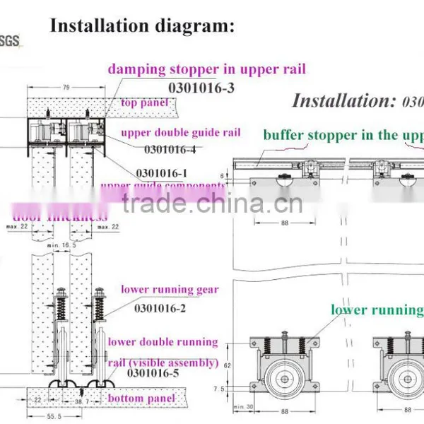 Soft Closing Wardrobe Sliding Closet Door Roller Fittings System photo-6
