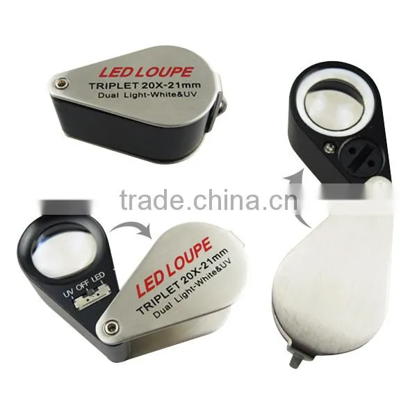 20X Jeweler Loupe Magnifier + LED & UV Light 21mm Lens Jewel Identifier Tool photo-3