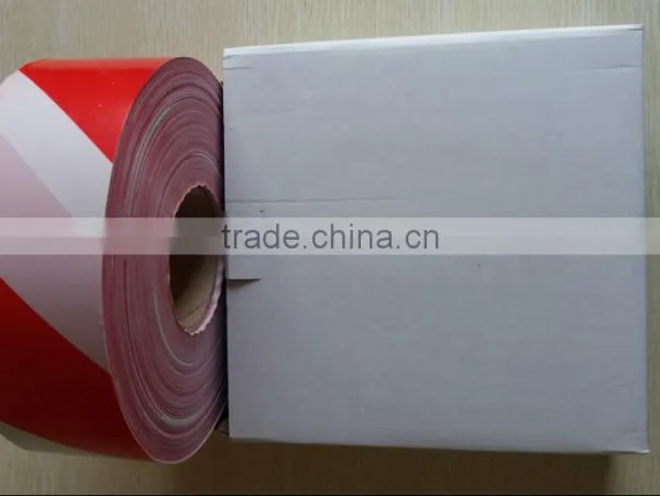 Red White PE Safety Warning Tape Non Adhesive Barrier Tape Dispenser Box Packing photo-3