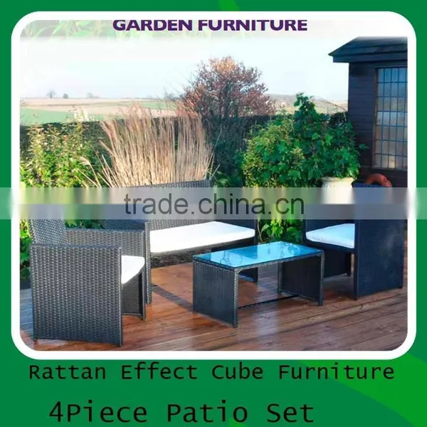 Fire Redardant Fabric Standard 4 Pcs Plastic Outdoor Black ot Blue Rattan /wicker Effect Furniture Set photo-5