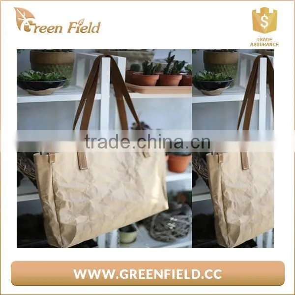 Eco Friendly Natural Washable Kraft Paper Handle Shopping Bag photo-4