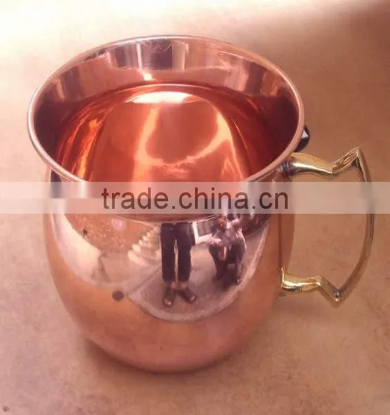 NEW DESIGN BPA FREE SMOOTH MOSCOW MULE 100% PURE COPPER MUG WITH BRASS HANDLE photo-6