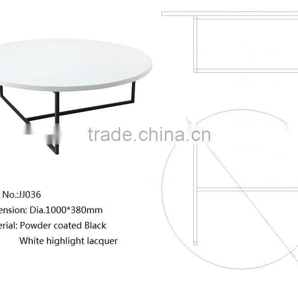 Euro Style White Highlight Lacquer Round Coffee Table photo-2