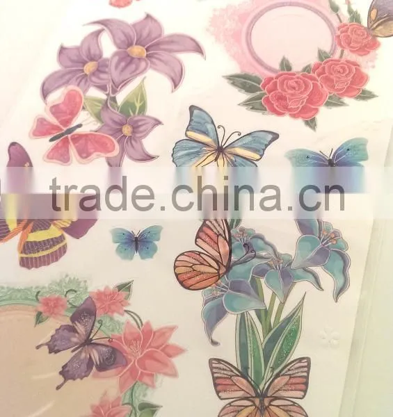 Elegant Lily & Butterfly Design Sticker, Classic Decorative Shinny Glitter Sticker photo-5