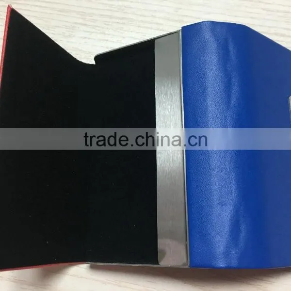 Double Sides pu Leather&Metal Personalized Leather Business Card Holder Portable Business Card Holder photo-4