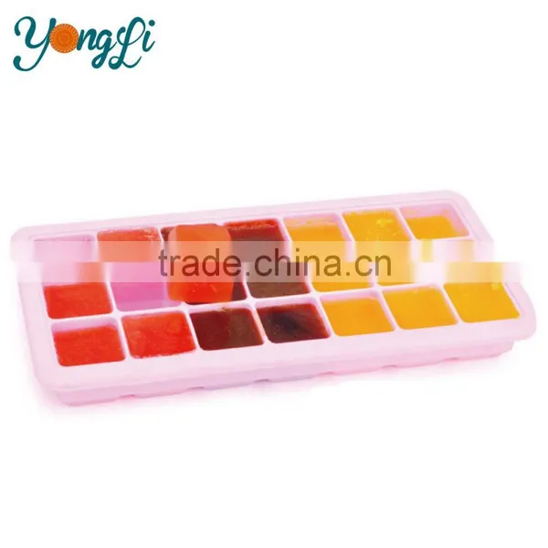 Wholesale Fresh Baby Ice Food Tray With Lid 21 Silicone Ice Cube photo-6