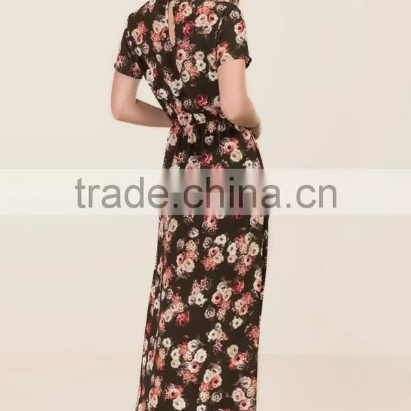 Custom Private Label Fashion Summer Western American Style Adult Woman Floral Print Chiffon Long Skirted Romper photo-4