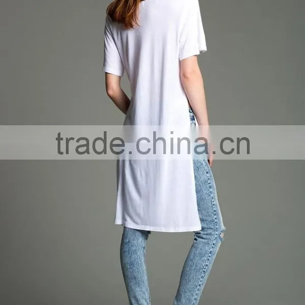 100% Rayon White High Slit Overseas t Shirts Wholesale photo-5