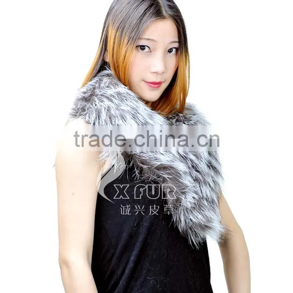CX-A-50 Ladies Fashion Scarf 2017 Women Silver Fox Fur Collar For Winter Coat photo-3