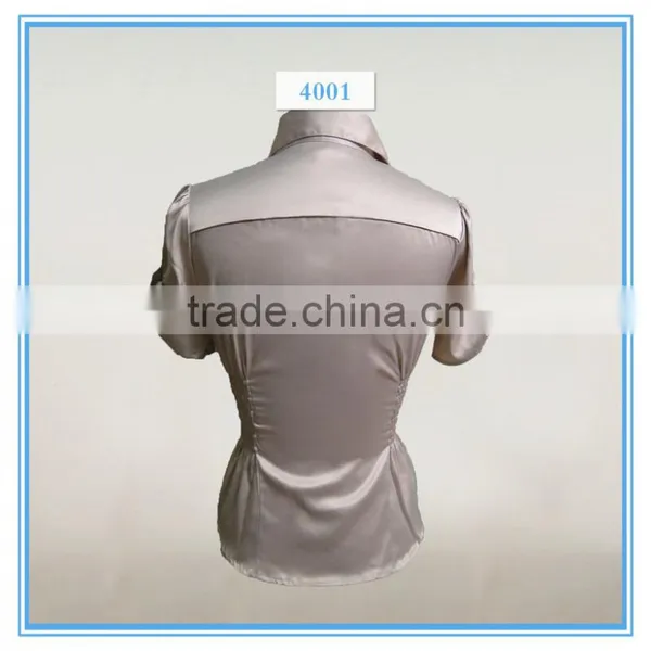 Satin Fabric Uniform Cutting Office Blouse Ladies photo-2