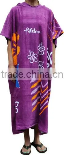 100% Cotton Terry Funny Printing Adult Hooded Poncho Beach Towel photo-2