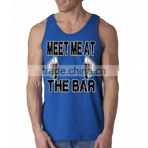 Custom Fashion Design Printed Wholesale Mens 100% Cotton Gym Tank Top photo-5