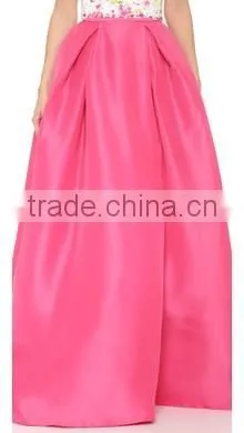 2016 Newest Skirt Fashion Flared Ladies Maxi Skirt Pink Pleated Ladies'long OEM