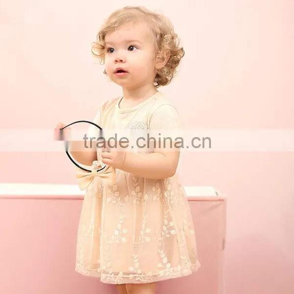 Wholesale 100% Natural Cotton Baby Girls Princess Dress Short Sleeves Summer Casual Style photo-5