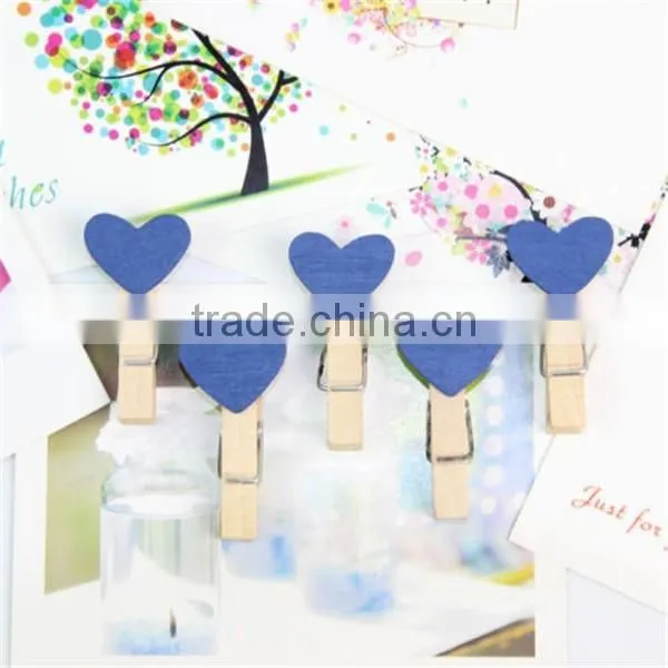 Cute Felt Heart Mini Clip Wood Pegs Kid Craft Party Favor Supply 35mm photo-4