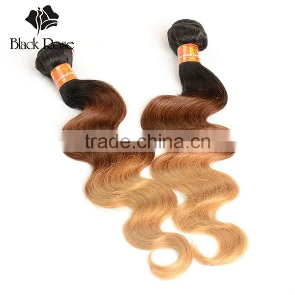 1b/4/27# Body Wave Virgin Brazilian Brown Hair With Blonde Highlights photo-2