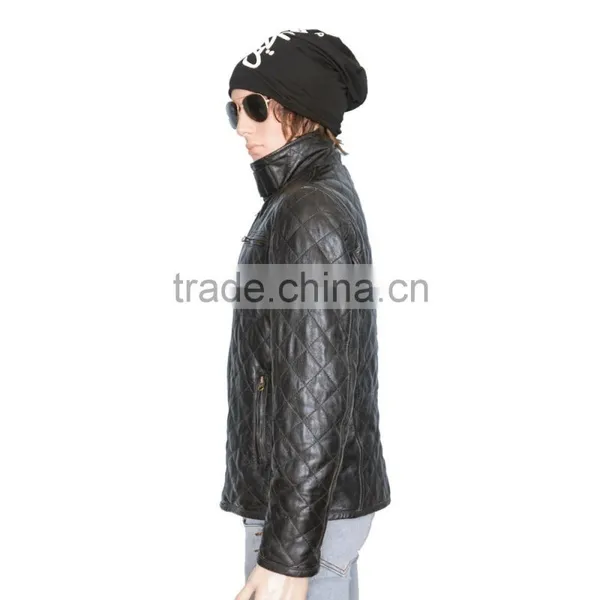 QUILTED MEN LEATHER JACKET MADE OF SHEEP LEATHER photo-3