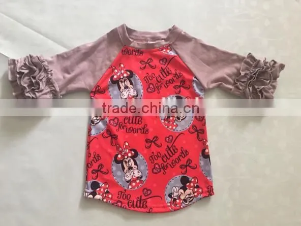2017boy Removing Clothes of Girl Image Wholesale Icing Cute Animals Printed Shirt Children Ruffle Shirts Toddler photo-2