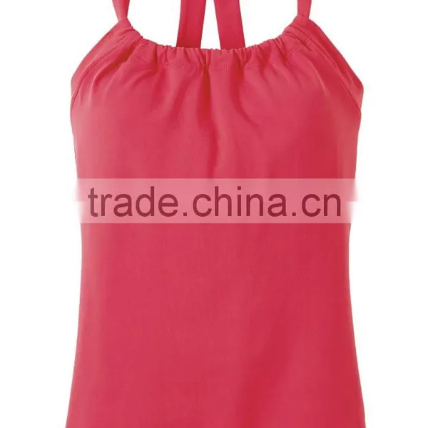 Wholesale Plain Color Racerback Yoga Cloting Women Padded Sports Top photo-3