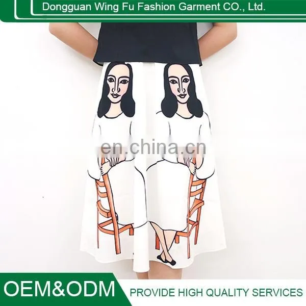 2015 New Fashion Portraits Printed High Waist Slim Skirt Ladies Pleated Skirt Black and White Printing Skirt photo-4