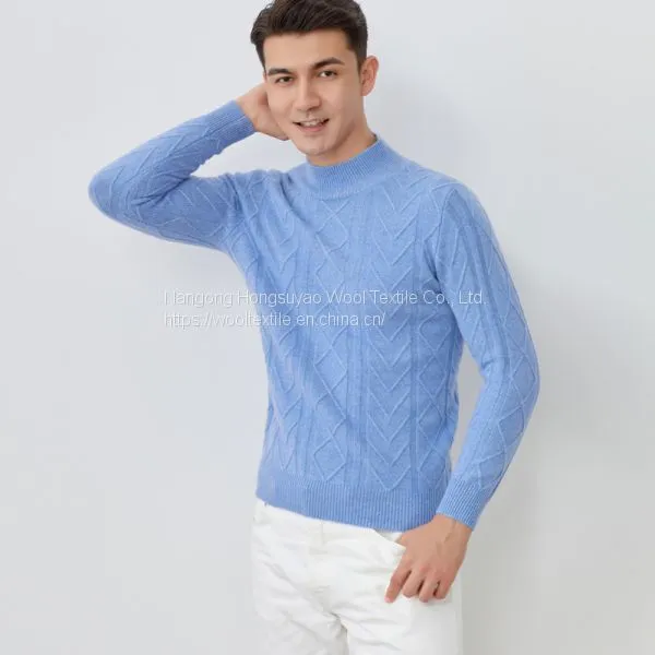 Best Casual Half Turtleneck Warm Twisted Knitted Cheap Cashmere Pullover Sweater photo-3