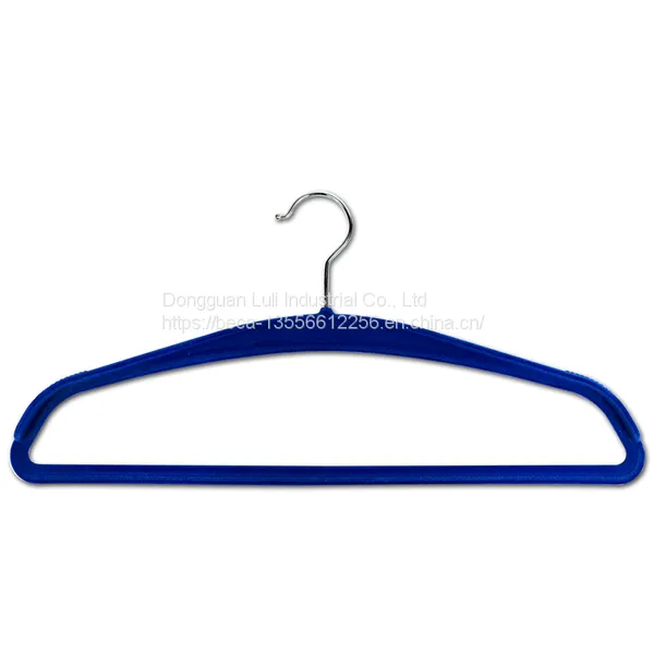 Wholesale Flocking Velvet Hanger With Metal Hook for Supermarket