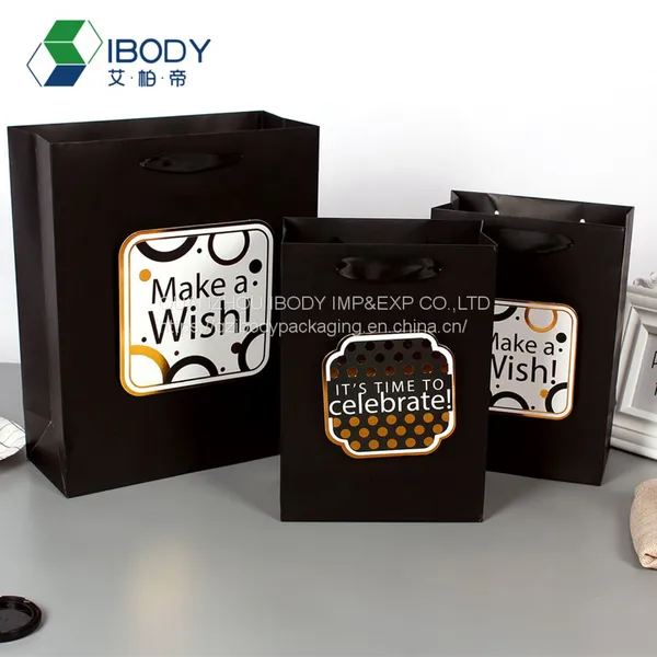 Custom Black White Brown Packaging Gift Bag Kraft Paper Shopping Bag With Wide Rope Handle and Your Own Logo photo-3