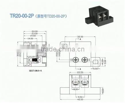 Termin Block Pitch 9.50mm 300V 20A Any Poles Available High Current Terminal Connectors photo-2