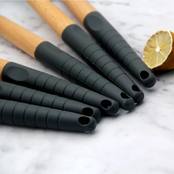 Home and Kitchen Gadgets Kitchen Utensils KITCHEN UTENSILS 9PCS SILICONE UTENSIL SETS WITH WOODEN HOLDER photo-4